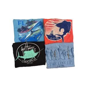 Lot of 4 Guy Harvey Salt Life T-Shirts Men's XXL Fishing Bill Fish Saltwater